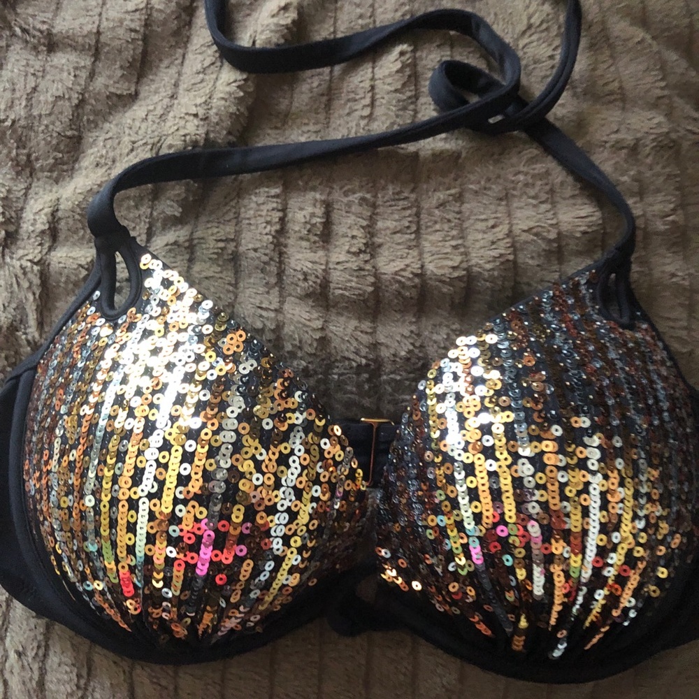 36 D VS Swim suit top Worn 1 time sequins